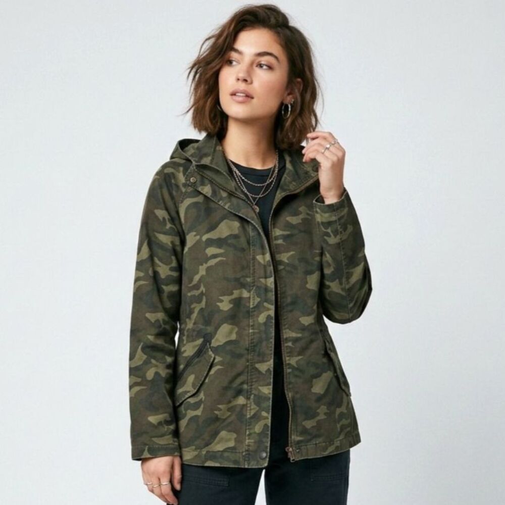 Chip Foster Camo Utility Jacket M Green Hooded Field Coat Gorpcore Grunge